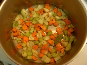 onions, carrot, celery for soup